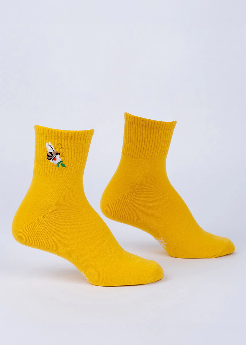 Bee Mine Ribbed Ankle Socks