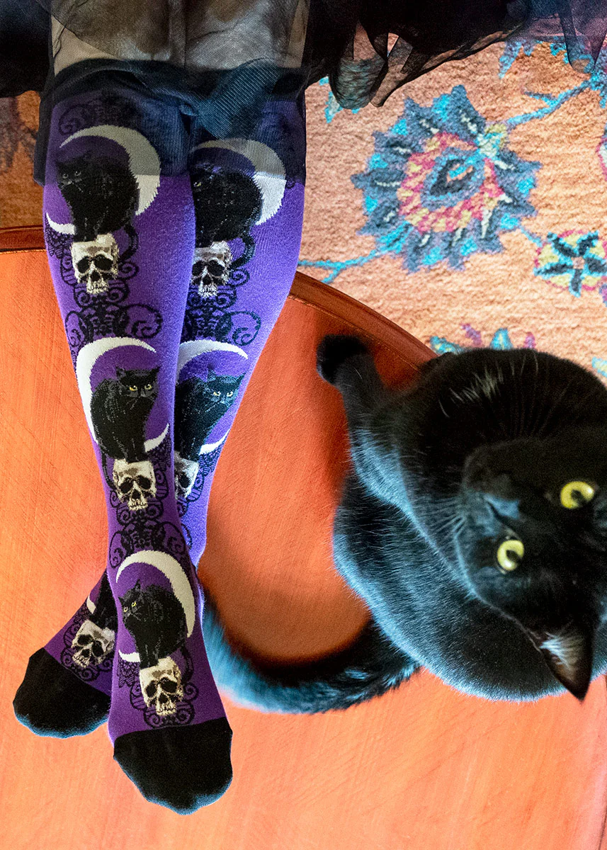 Black Cat Moon Knee Socks - Image 3