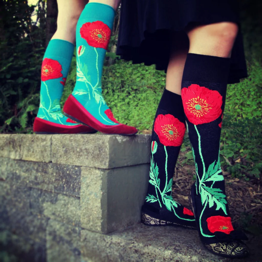 Bold Poppies Roll-Top Knee Socks - Image 3