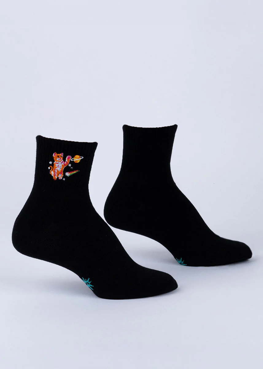 Space Cats Ribbed Ankle Socks